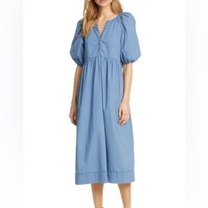 THE GREAT. Blue Midi Dress